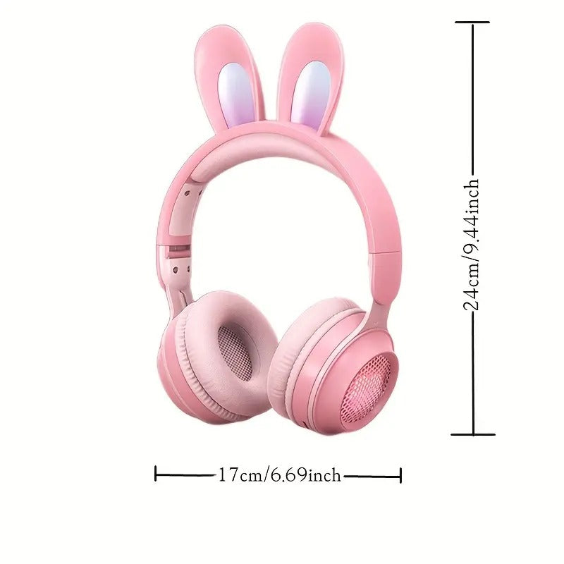 Cute Rabbit Wireless Headphones with RGB LED for Kids